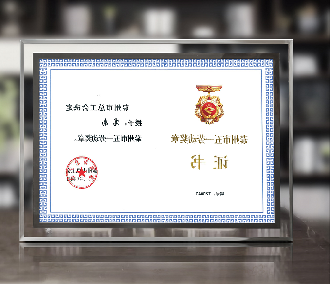 cq9官方网站董事长高南先生荣获泰州市“五一”劳动奖章
